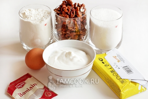 Ингредиенты для печенья «Сигареты» с орехами по-армянски