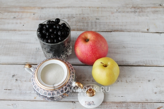 Ингредиенты для варенья из черноплодной рябины с яблоками