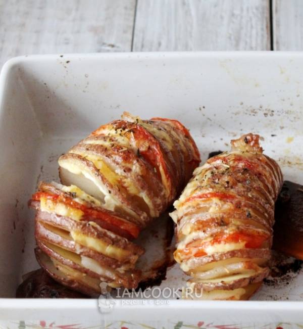 Картошка Гармошка с салом или беконом в духовке