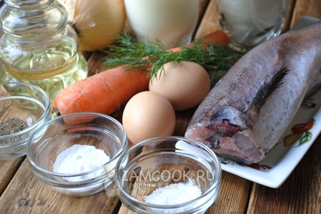 Ингредиенты для пирога из жидкого теста с рыбой
