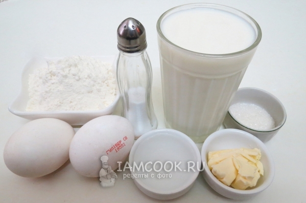 Ингредиенты для блинов без соды на молоке