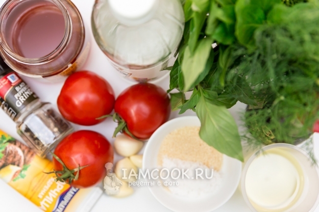 Ингредиенты для маринованных с медом помидоров быстрого приготовления
