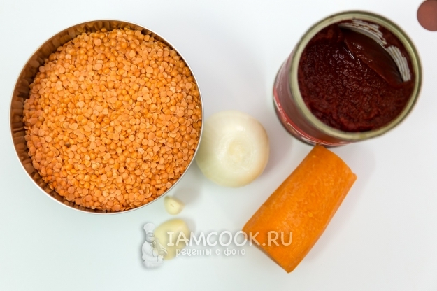 Ингредиенты для крем-супа из красной чечевицы (без картофеля)