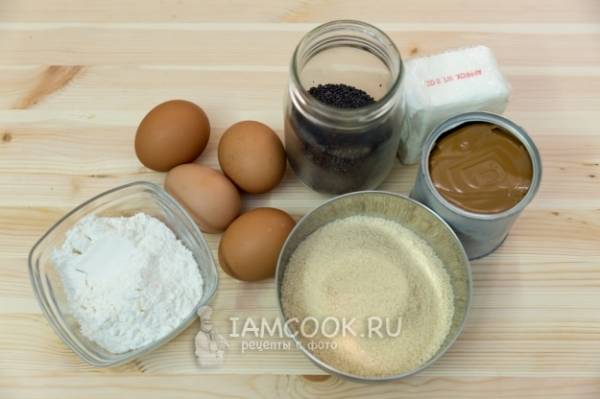 Ингредиенты для макового торта с кремом из вареной сгущенки