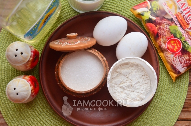 Ингредиенты для блинов на майонезе и яйцах