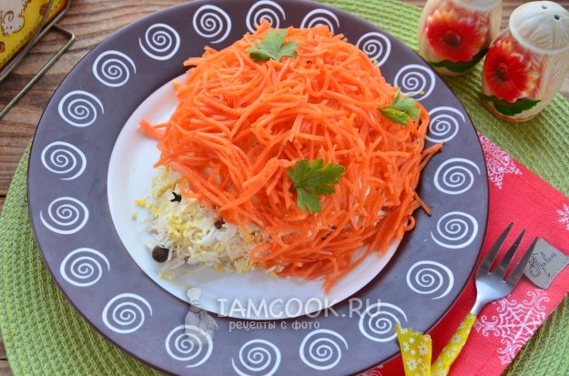 Рецепт салата «Ёжик» с корейской морковью