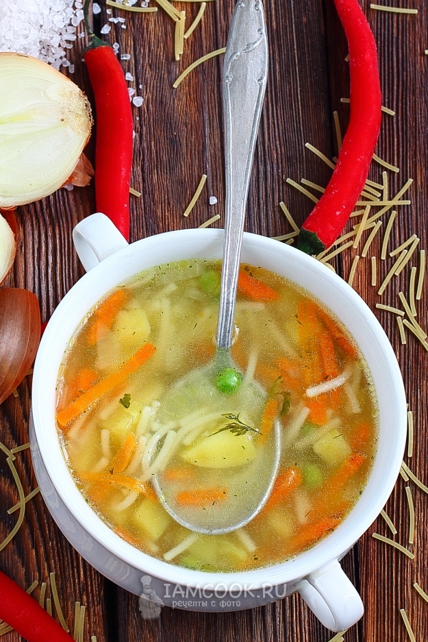 Рецепт постного супа с вермишелью и картошкой