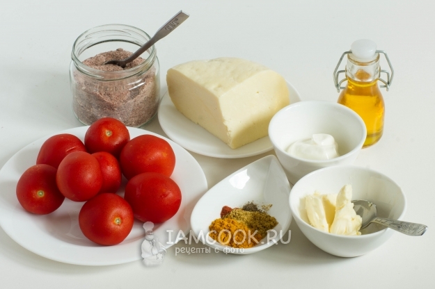Ингредиенты для вегетарианского омлета с адыгейским сыром