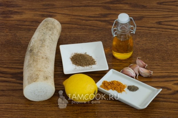 Ингредиенты для маринованного дайкона по-корейски