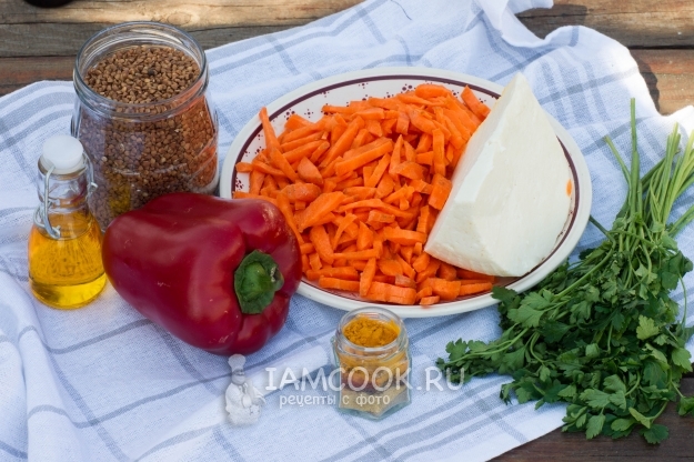 Ингредиенты для вегетарианского плова из гречки