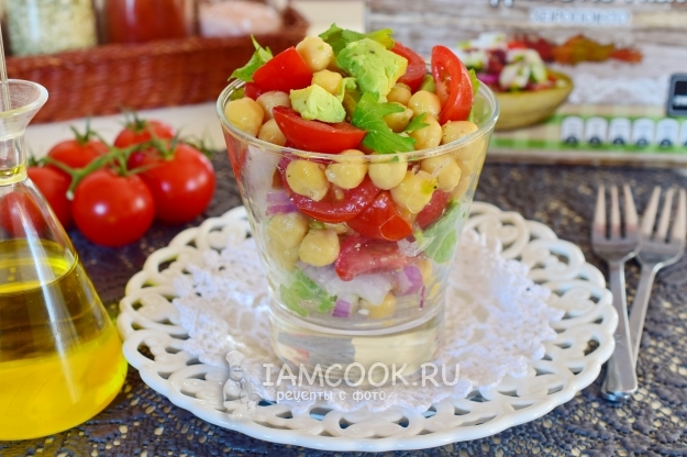 Рецепт салата с нутом, авокадо и помидорами черри