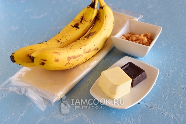 Ингредиенты для бананового тарта-татена (перевертыша) на слоеном тесте