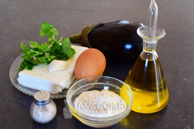Ингредиенты для шашлыка из баклажана в кляре с сыром
