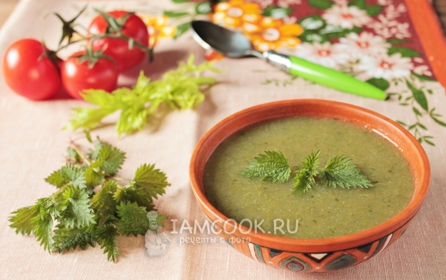 Рецепт супа-пюре из черешкового сельдерея с крапивой