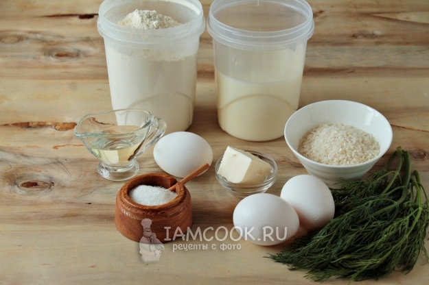 Ингредиенты для блинчиков с рисом и яйцом