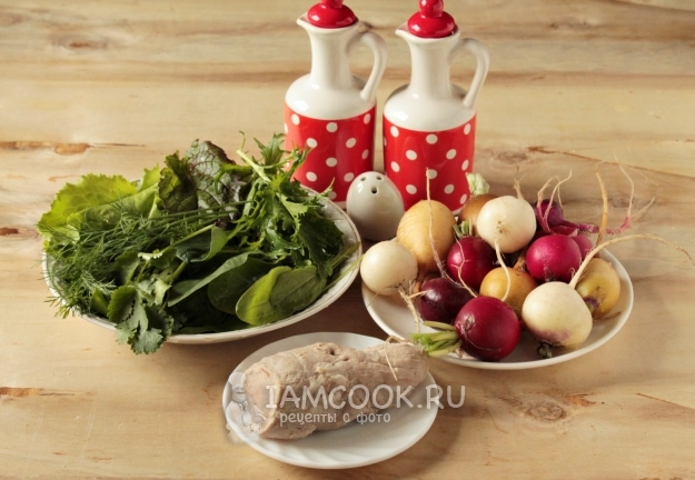 Ингредиенты для мясного салата с редисом