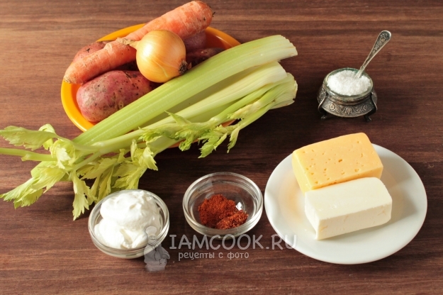Ингредиенты для супа-пюре из стеблевого сельдерея