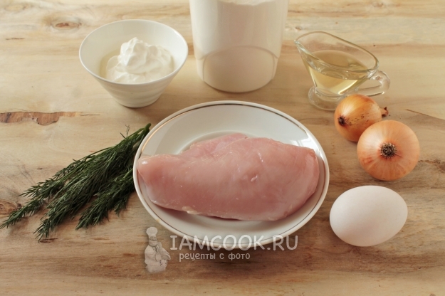 Ингредиенты для куриных оладий с луком