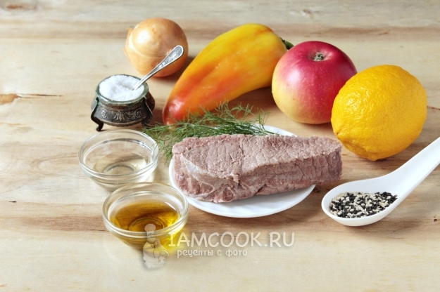 Ингредиенты для салата с говядиной и болгарским перцем