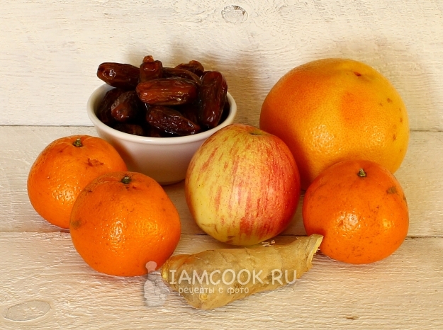 Ингредиенты для салата из фиников и мандаринов