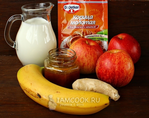 Ингредиенты для яблочно-бананового смузи с имбирем