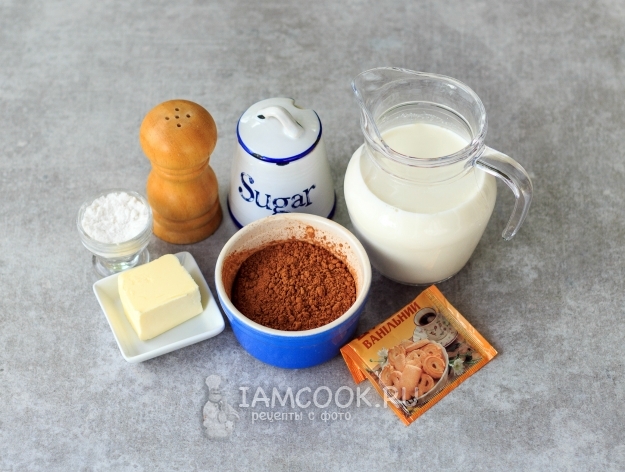 Ингредиенты для шоколадного соуса из какао