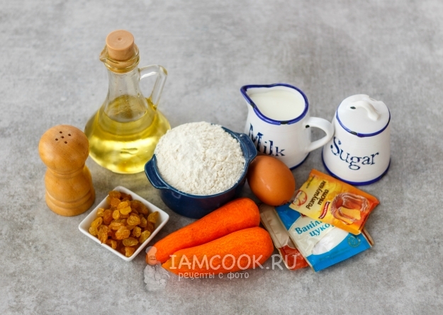 Ингредиенты для морковных оладий с изюмом