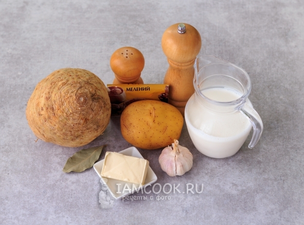 Ингредиенты для пюре из сельдерея и картофеля