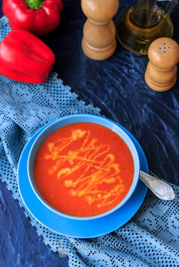 Рецепт супа-пюре из печеного перца