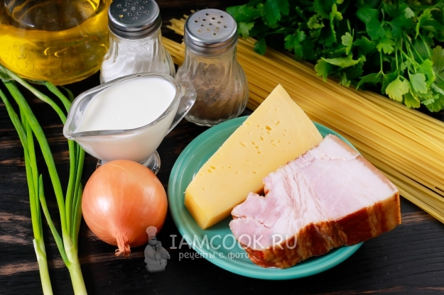 Ингредиенты для пасты карбонара без яиц