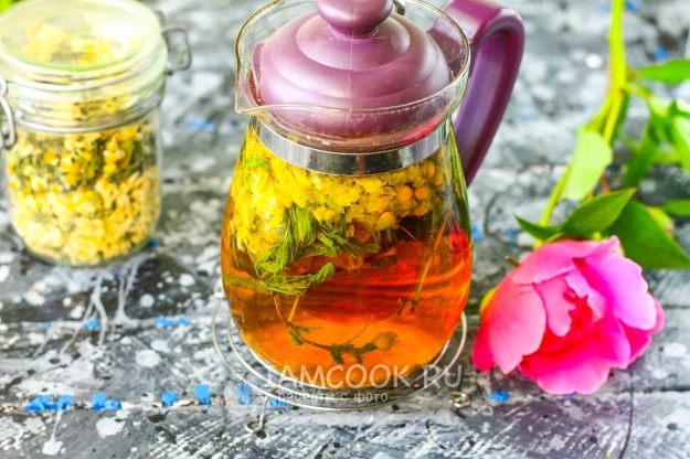 Фото цветочного чая (ромашка, акация, мята)