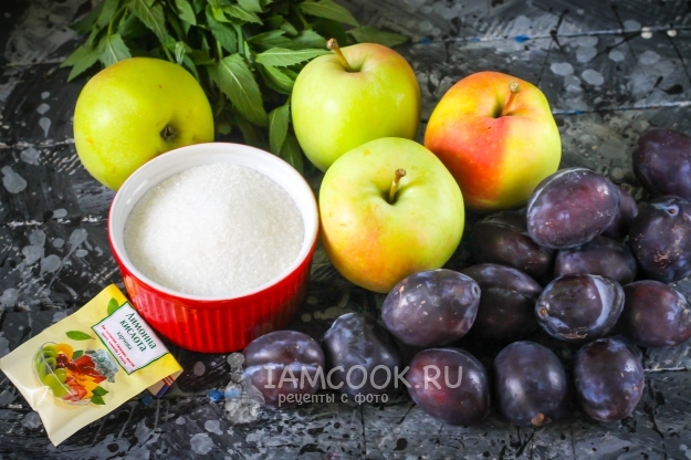 Ингредиенты для яблочно-сливового пюре на зиму