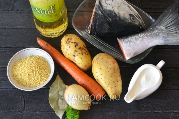 Ингредиенты для супа из семги со сметаной