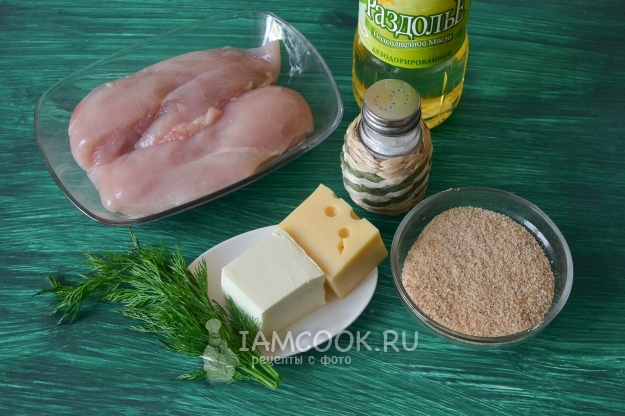 Ингредиенты для котлет по-киевски на сковороде
