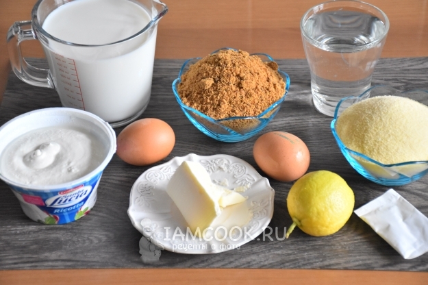 Ингредиенты для Мильяччо (десерт из манки и рикотты)