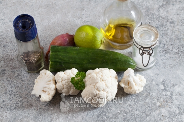 Ингредиенты для салата из цветной капусты с огурцом