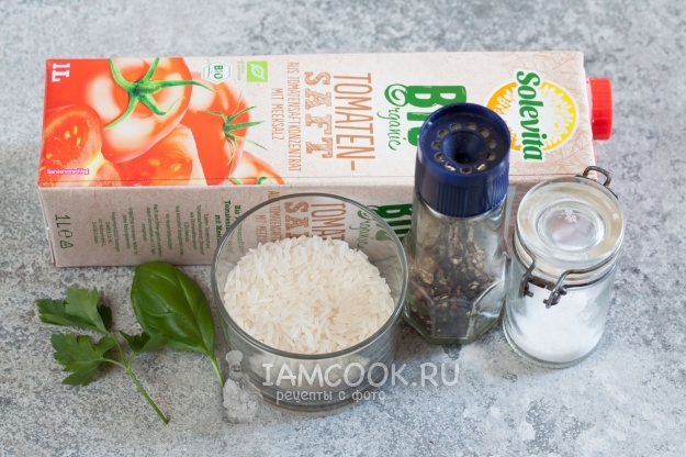 Ингредиенты для томатного супа-пюре с рисом