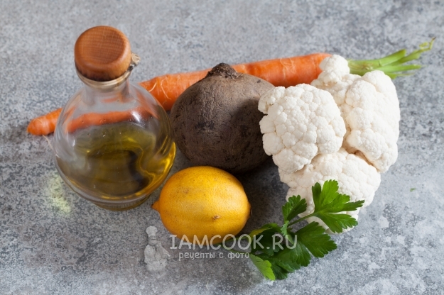 Ингредиенты для салата «Щётка» с цветной капустой