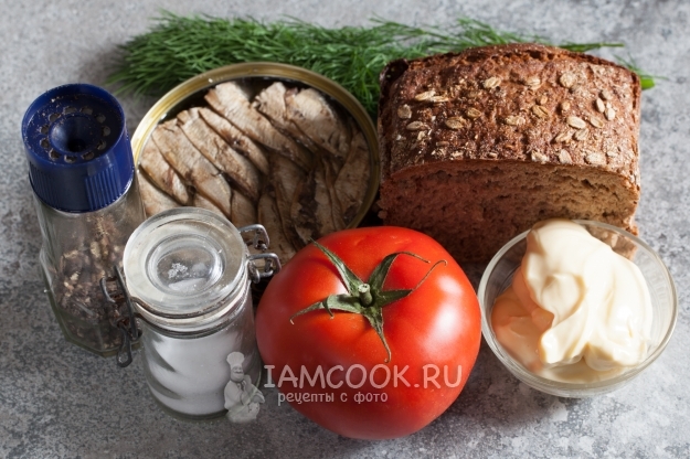 Ингредиенты для бутербродов «Балтийский моряк» со шпротами