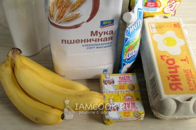 Ингредиенты для бананового торта в мультиварке