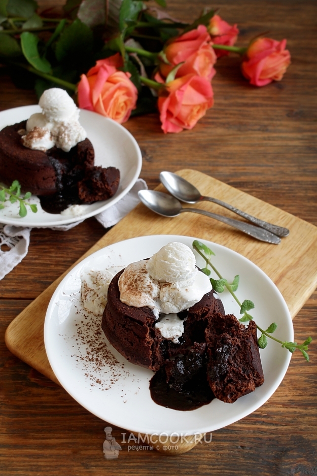 Рецепт шоколадного фондана с мороженым