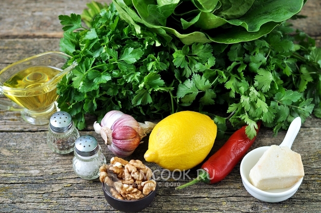 Ингредиенты для соуса Песто «Весенний» (из первой зелени)