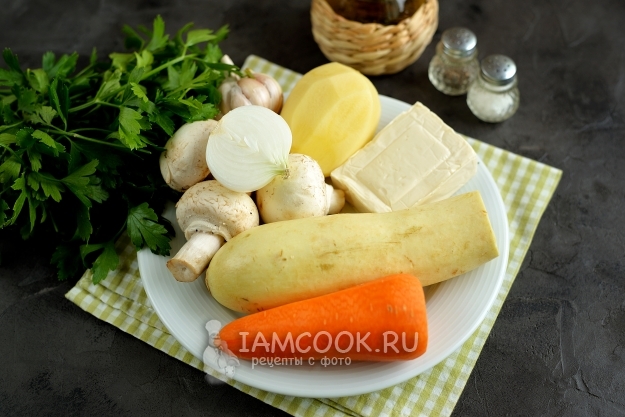 Ингредиенты для супа из кабачков с плавленным сыром