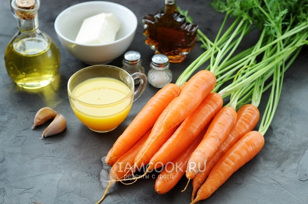 Ингредиенты для молодой моркови в апельсиновой глазури