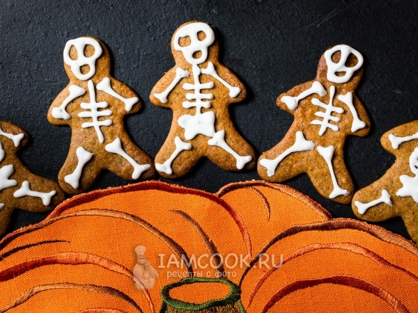 Пряники на Хэллоуин «Скелеты», рецепт с фото