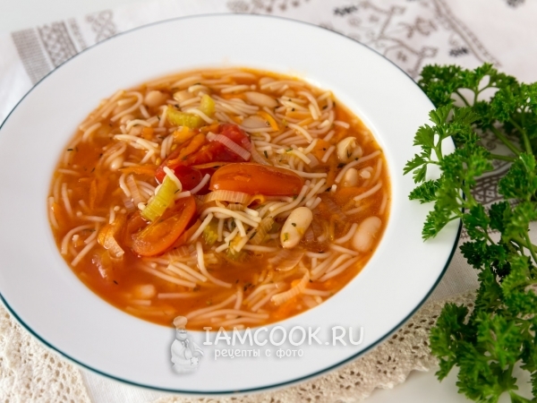Овощной суп с фасолью и макаронами, рецепт с фото