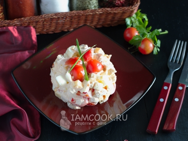 Салат с курицей, помидорами и сыром, рецепт с фото
