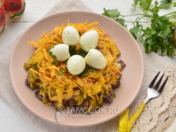 Салат с картофелем пай Гнездо Глухаря классический рецепт с фото пошагово