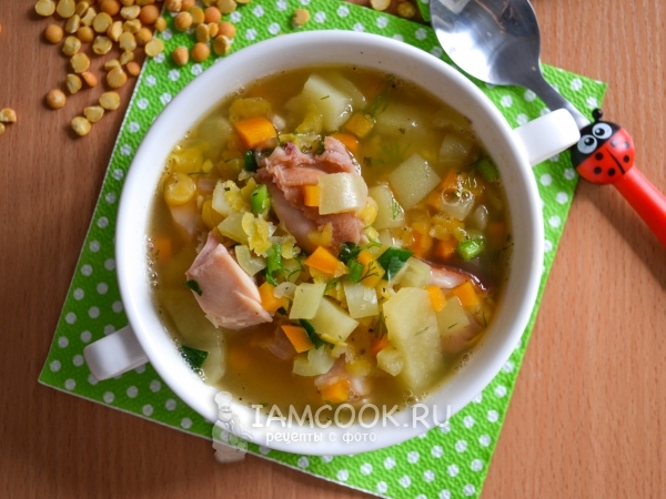 Гороховый суп с копченым окорочком, рецепт с фото