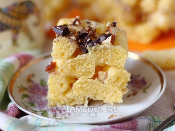 Торт из кукурузных палочек с орехами и сгущенкой, рецепт с фото